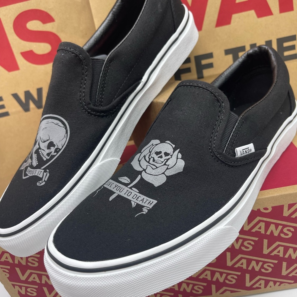 Vans Women's Classic Slip-On Love You To Death Black/ White Sneakers
VN0A5JMH6BT - Picture 6 of 16